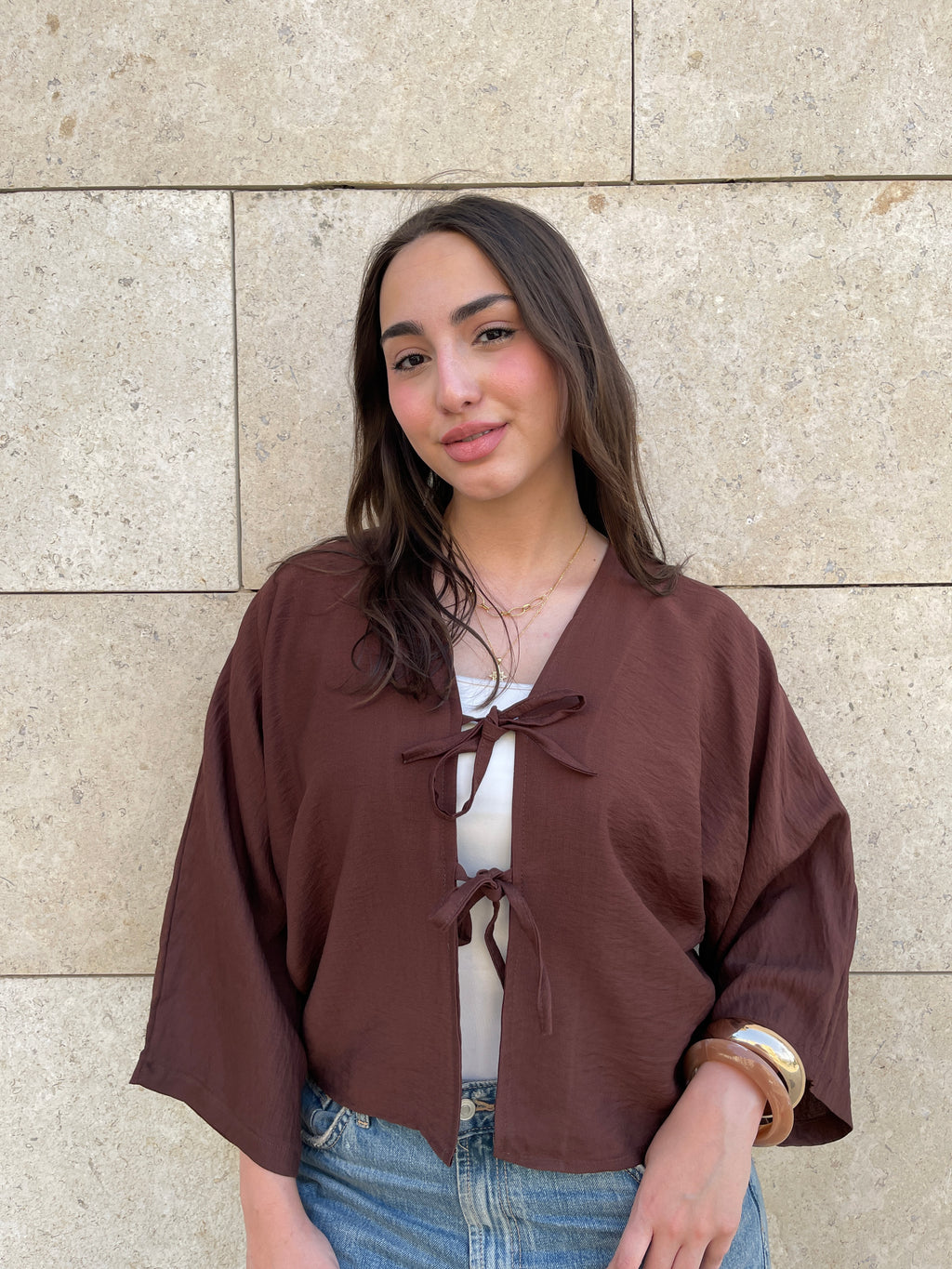 Tied-up Shirt - Brown