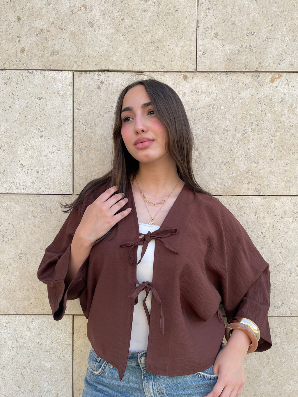 Tied-up Shirt - Brown