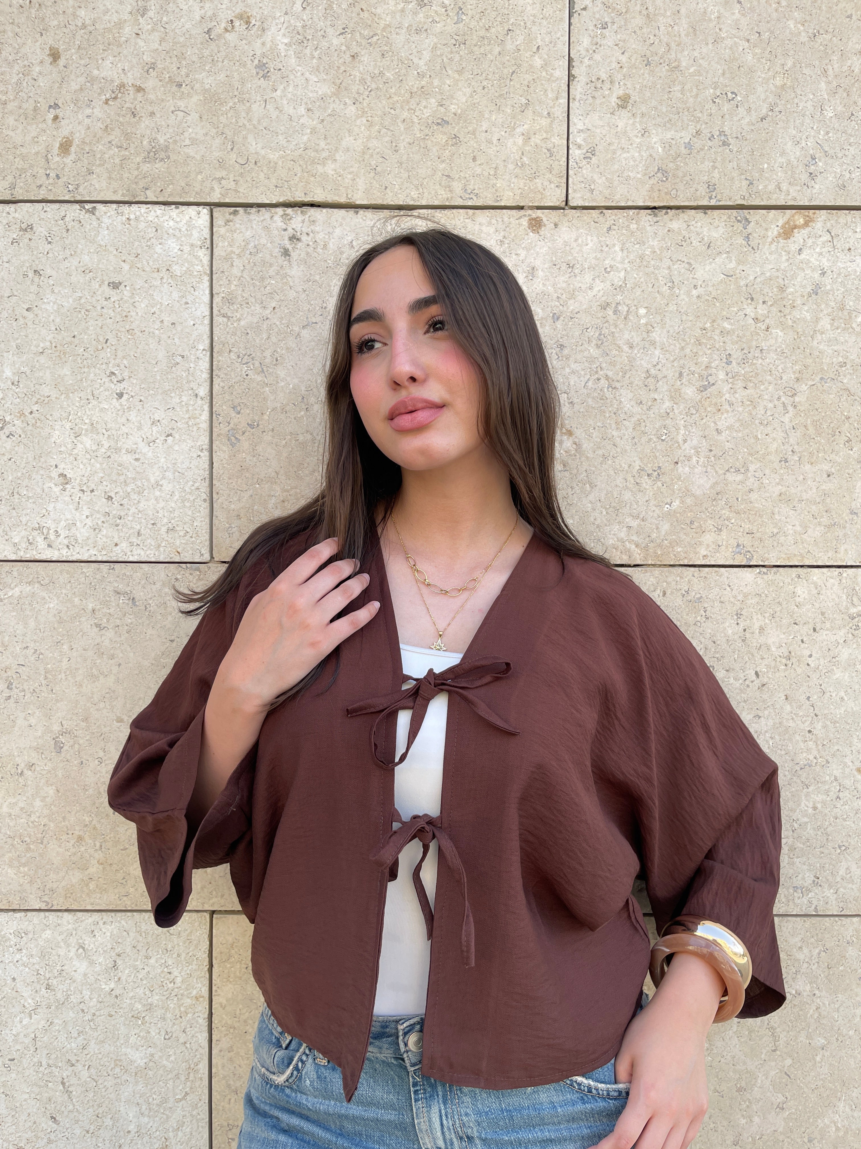 Tied-up Shirt - Brown